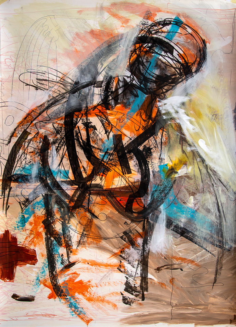 Figur 1, Work on Paper, Acryl, 110 x 80 cm, © Anders, 2020