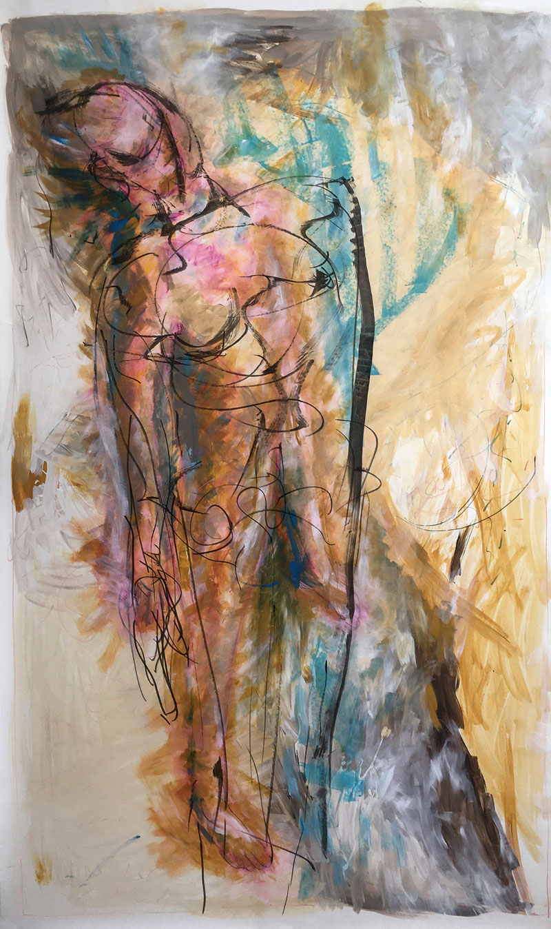 Figur 5, Work on Paper, Acryl, 185 x 110 cm, © Anders, 2020